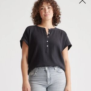 Black Button-Up Women's Top
